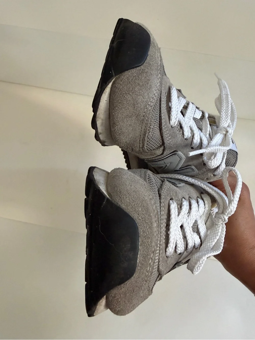 New Balance Women’s 574 Grey and White Lace-Up Sneakers